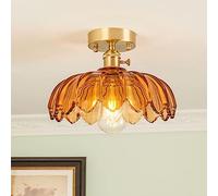 Chandeliers, Ceiling Lights, Glass Ceiling Light Modern Brass Ceiling Light Fixtures with Glassshade Ceilingp for Bedroom Living Dining Room Hallway/Orange