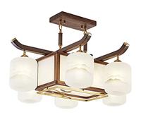 Chandeliers, Chinese Rectangular Living Room Chandelier, Solid Wood Ceiling Lamp, Tea Room Study Dining Room Hanging Light, Black Walnut Color,for bar, Clubs, Cafes, Cafes Light