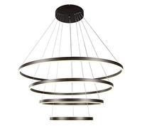 Chandeliers, Elegant Brushed Brown Aluminium and Acrylic Round Ring LED Pendant Lamp for Living Room Dinning Table Big Staircase Light(Cool White No Rc,1 Ring 80cm)