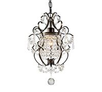 Chandeliers, European Elegant Crystal Pendant Chandelier Creative Antique Wrought Iron Bedroom Ceiling Hanging Light Fixture Decoration Restaurant Living Room Hotel Corridor Aisle Han(Black)