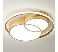Chandeliers, Flush Mount Light Bathroom Edge-Lit Ceiling Lamp Fixture 40W Industrial Gold Metal, Dimmable Lighting for Kitchen Bedroom Foyer Hallway Stairway Entryway(A)
