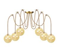 Chandeliers, Height Adjustable Brass with Globe Glass Shade - 3-Light Ceilingp for Kitchen Island & Liviroom/6 - Lights/a