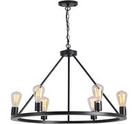 Chandeliers Industrial Wheel Chandelier Black,Wagon Farmhouse, Bronze Finish,Large Size 6 Light Round, Luxury