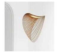 Chandeliers, Italian Creative Minimalist Straw Hat Linear Curve for Living Room Home Decoration Wood Art Chandelier LED Pendant Lamps Simple(Warm Light,60cm)