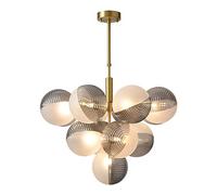 Chandeliers, Large Glass Globe Fixtures Semi Flush Mount Pendant Light Hanging Ceiling Lamp Compatible with Kitchen Island (Color Smoke Gray, Size 13 Head)