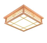 Chandeliers, LED Flush Mount Ceiling Light Fixture Japanese Style Square Solid Wood Ceiling Lamp Warm Light and Cold Light Two-Color Adjustable 4.7 inches Thick Indoor Suitable for Bedroom Corr