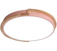 Chandeliers, LED Flush Mount Ceiling Light Nordic Colorful Macarons Ceiling Lamp Creative with Wood Decoration Ceiling Lighting Fixture, Three-Color Dimming and Adjustable(Pink,50cm)