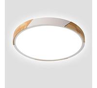 Chandeliers, LED Flush Mount Fixture Nordic Minimalist Round Lamp Acrylic lampshade Uniform Light Ceiling Lighting Three-Color dimming and Adjustable with Wooden deco