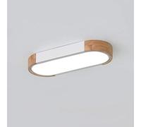 Chandeliers, LED Flush Mount Fixture Nordic Wooden Strip Lamp Three-Tone Light controllable Ceiling Lighting for Small Spaces Easy to Install(White,Small)