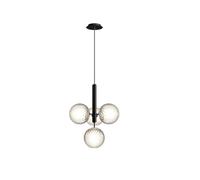 Chandeliers, Medieval Simple, Artificial Satellitep,S with Glass Ball Led Hangilight for Bedroom, Restaurant, Indoor Home/Black - Clear Light Shade/a