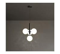 Chandeliers, Medieval Simple, Artificial Satellitep,S with Glass Ball Led Hangilight for Bedroom, Restaurant, Indoor Home/Black-Cream Shade/a