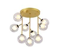 Chandeliers,Modern Industry Sputnik Chandelier,Seflush Ceiling Glass Shade Adjusable Hanging Chandeliering Fixture for Island Dining Room Kitchen Home/Black/9 Light Fixture(Golden.)