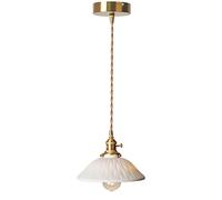 Chandeliers, Nordic Ceramic Brass Bedside Chandelier, Industrial Style Retro Pendent, Restaurant Entrance Hanging Lights, All-Copper Bedroom Bedside Pendent,for Nightstand, Office (Color : A)