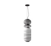 Chandeliers, Nordic Designer Smoke White Glass LED Lamp Bedroom Study Hotel Chandelier Living Room Sofa Atmosphere Art Decor Lighting(D25 H85cm)