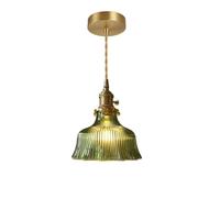 Chandeliers, Nordic Retro Warm Lightp, Glass Brass Light with E27 Basesfor Bedroom Coffee Study/K Green/23Cm/9.1In