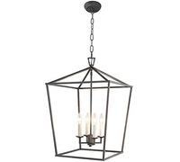 Chandeliers,Pendant,Chandeliers Decorative Pendant Lighting 4-Light Ceiling Lantern Light Cage Industrial Chandelier, Adjustable Hanging Height Ceiling,Black-60Cm