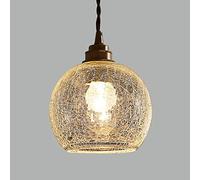 Chandeliers, Pendant Light Brass Drop Ceiling Lamp, Ice-Cracked Glass Shade Kitchen Island Lighting Fixtures, Rustic Hanging Chandelier Lamps for Dining Room Bedroom Bedside