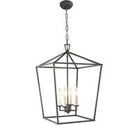 Chandeliers,Pendant,Pendant Lantern Light 4-Light Metal Cage Industrial Chandelier, Vintage Ceiling Lighting Fixture for Kitchen Island Foyer Hall Dining Room,Black