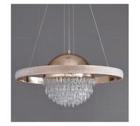 Chandeliers, Postmodern Light Luxury Simple Living Room Crystal Chandelier Designer Creative Circular Restaurant Bedroom LED Luminaire(Cold Light,Rose D80 X H35CM)