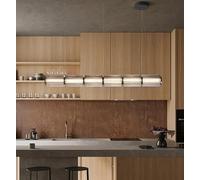 Chandeliers, Restaurant Hanging Light Living Dining Room Decor Long Stripe Pendant Smoke Gray Glass Lampshade Nordic Led Lamp(L 190cm,Warm Light)