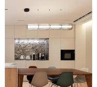 Chandeliers, Restaurant Hanging Light Living Dining Room Decor Long Stripe Pendant Smoke Gray Glass Lampshade Nordic Led Lamp(L 125cm,3 Color)