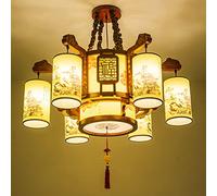 Chandeliers, Retro Chinese Living Room Droplight, Classical Wood Carving Oak Ceiling Lamp, Chinese Chandelier,for bar, Clubs, Cafes, Cafes Light(6heads)