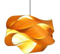 AnraM Chandeliers Small Ceiling Light Height-Adjustable E27 Natural Wooden Pendant Lights Lights Shades Wood s Lampshade Wood s Living Room Hanging Lights 45cm Better life