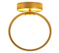Chandeliers Small Circular Ceiling Light Milky White Spherical lampshade Ceiling Lamp Semi Flush Mount Close To Ceiling Light Fixtures for Corridors Cloakroom Kitchen Hallway ( Color : Golden , Size :