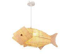 Chandeliers, Southeast Asia Fish-shaped Creative Personality Natural Wicker Weaving Pendant Light Lampshade Restaurant Cafe Hotel Ceiling Interior Hanging Lantern Lightin (Size :