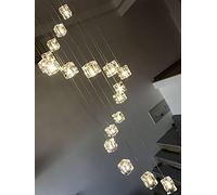 Chandeliers, Staircase Long/Multi Lights/Modern Restaurant Liviroomp Spiral Stairs Ceililights,16/25 Glass Balls/Warm Light/25 Heads