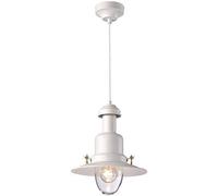 Chandeliers, Traditional Farmhouse Pendant Light Iron Fixture Barn Loft Lighting Industrial V-intage Hanging Ceiling Lamp/Base Clear Glass Shade Semi Flush Mount Adjustable Height for P(White)