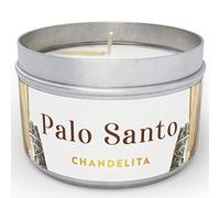 Chandelita Palo Santo Scented Aromatherapy Candles for Air Purification and Spiritual Healing and Cleansing, with Pieces and Soy Wax for Relaxation, Meditation and Chakra Healing (1 Unit)