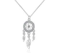 Chandler Dream Catcher Feather Pendant Necklace 925 Stering Silver Necklaces for Women Gift Boho Jewelry