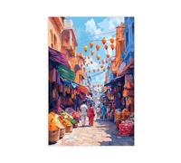 Chandni Chowk Delhi Art Print_ Spice Bazaar Illustration Canvas Poster Bedroom Decor Landscape Office Room Decor Gift 12" L X 18" W