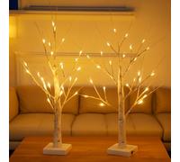 ChaneeHann LED Tree Lights, 2 Pieces Tree Light with 24 Warm White LEDs, Birch Light Indoor, Decorative Illuminated for Christmas, Easter, Home, Party, Birthday