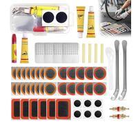 ChaneeHann Puncture Repair Kit Bicycle, 56Pcs Tyre Repair Kit for Road, Mountain, Commuter Bikes & Motorcycles, with Self-Adhesive Patches, Glue, Tyre Levers & Storage Case, Bicycle Accessories