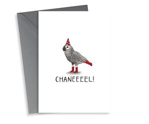 Chanel African Grey Birthday Card