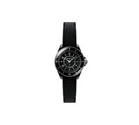 Chanel Mens Chanel J12 Black Ceramic and Rubber Strap Quartz Watch 28mm Black 1 Size