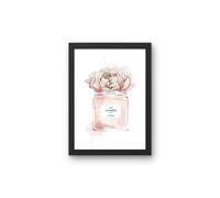 Chanel No 5 Paris Parfum Bottle Pink Watercolour Beauty Home Decor Wall Art Poster print Framed Unframed (A5 147 x 210mm)