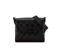 Chanel Women's Preloved CC Quilted Lambskin Flap Bag in Black