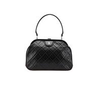 Chanel Preloved Cc Quilted Lambskin Lock Frame Top Handle Bag In Black Black One Size