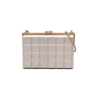 Chanel Women's Preloved Chocolate Bar Metallic Lambskin Frame Clutch with Chain Bag in Gold