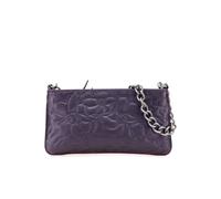 Chanel Women's Preloved Embossed Lambskin Camellia Chain Pochette Bag in Purple