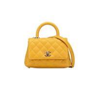 Chanel Preloved Extra Mini Quilted Caviar Coco Top Handle Bag In Yellow Yellow One Size