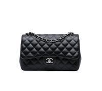 Chanel Preloved Jumbo Classic Lambskin Double Flap In Black Black One Size