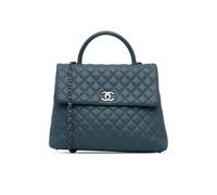Chanel Preloved Large Caviar Coco Top Handle Bag In Blue Blue One Size