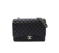 Chanel Preloved Maxi Classic Caviar Double Flap In Black Black One Size
