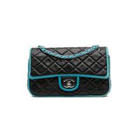 Chanel Preloved Medium Classic Bicolor Quilted Lambskin Double Flap In Black Black One Size