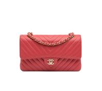 Chanel Preloved Medium Classic Chevron Lambskin Double Flap In Red Red One Size