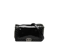 Chanel Preloved Medium Patent Reverso Flap In Black Black One Size